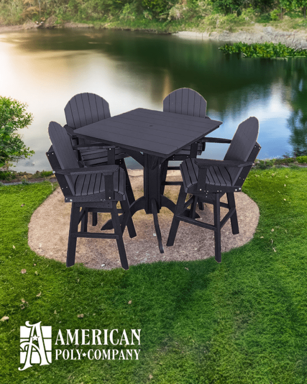 American Poly 42" Counter Height Table & Chair Set Black
