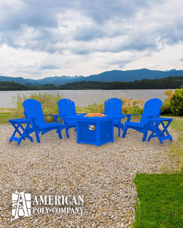 American Poly Square Fire Table & Chair Set Blue