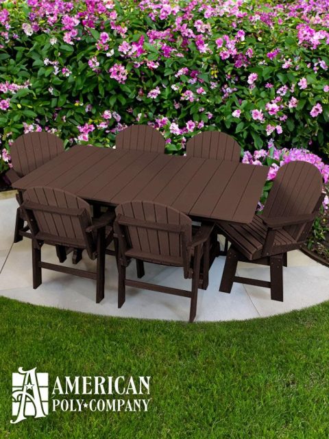 American Poly 6' Dining Height Table & Chair Set Brown