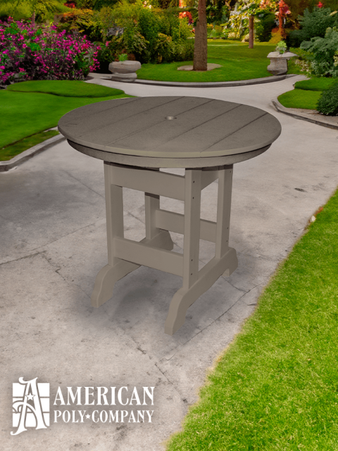 American Poly Dining Height Cafe Table Weatherwood